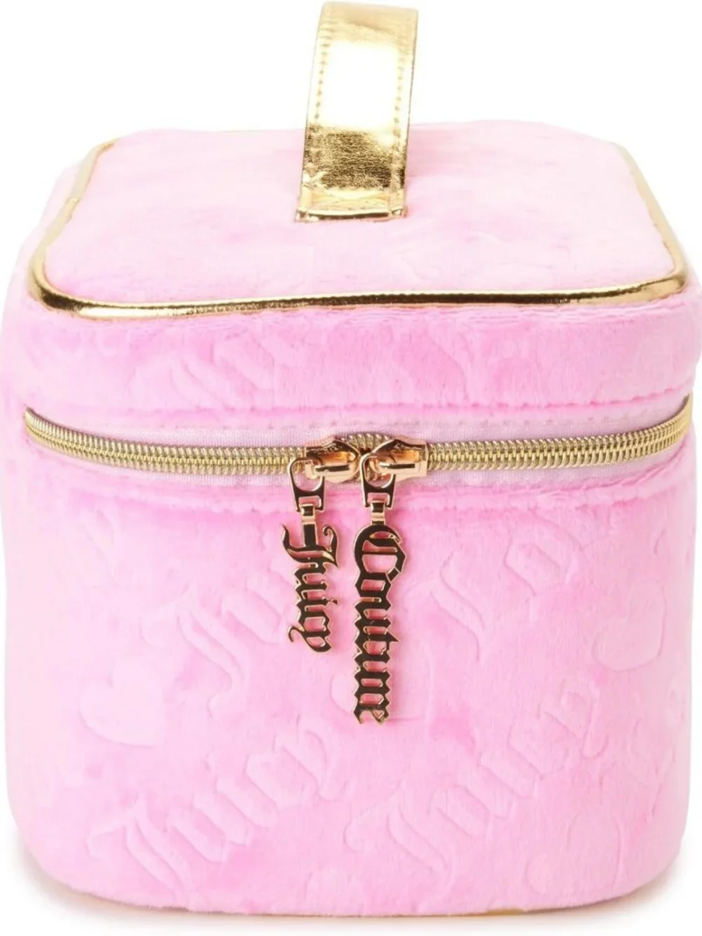 Pink Velour Makeup Bag | Travel Cosmetics Organizer | Heart Logo Train Case